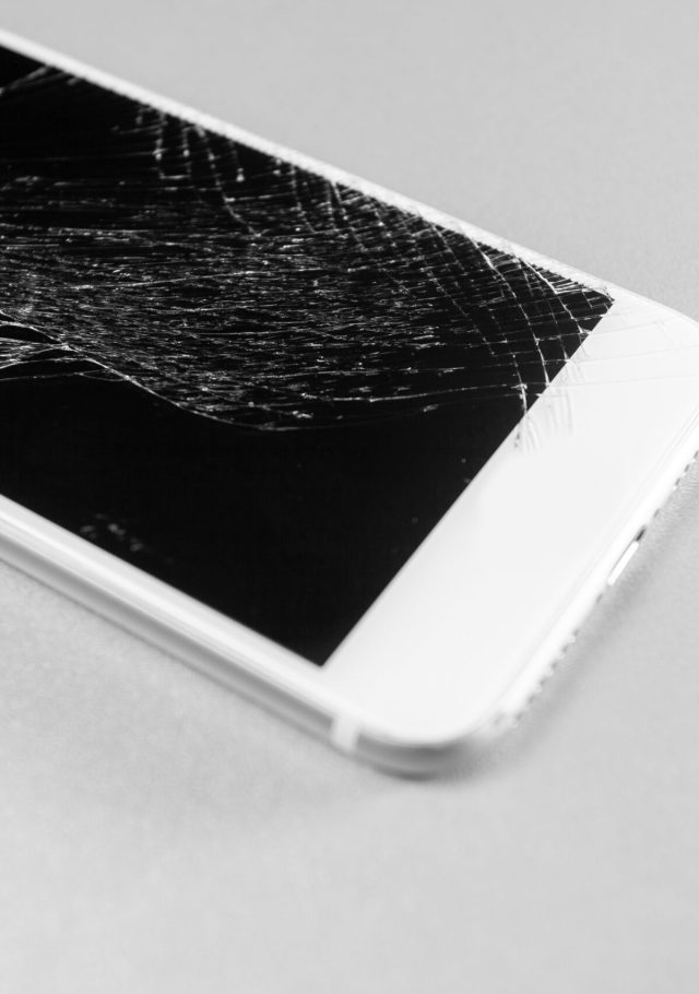 broken mobile phone display on a white background broken mobile phone display on a white background